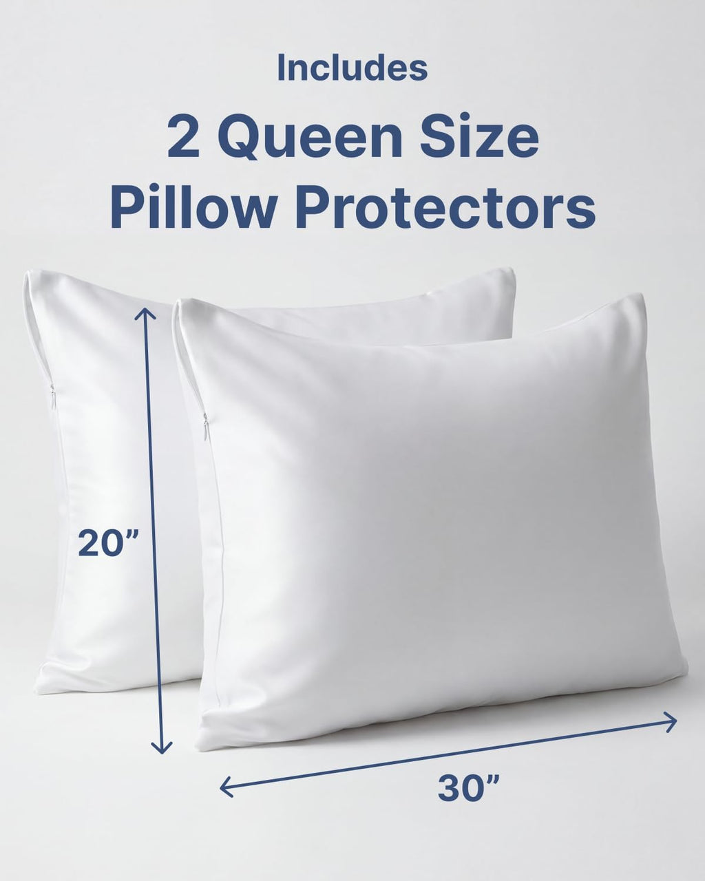 Set of 2 Pillow Protectors with Zipper - Queen Size - Bed Bug and Dust Mite Proof Pillow Covers - Noiseless, Moisture Wicking &…