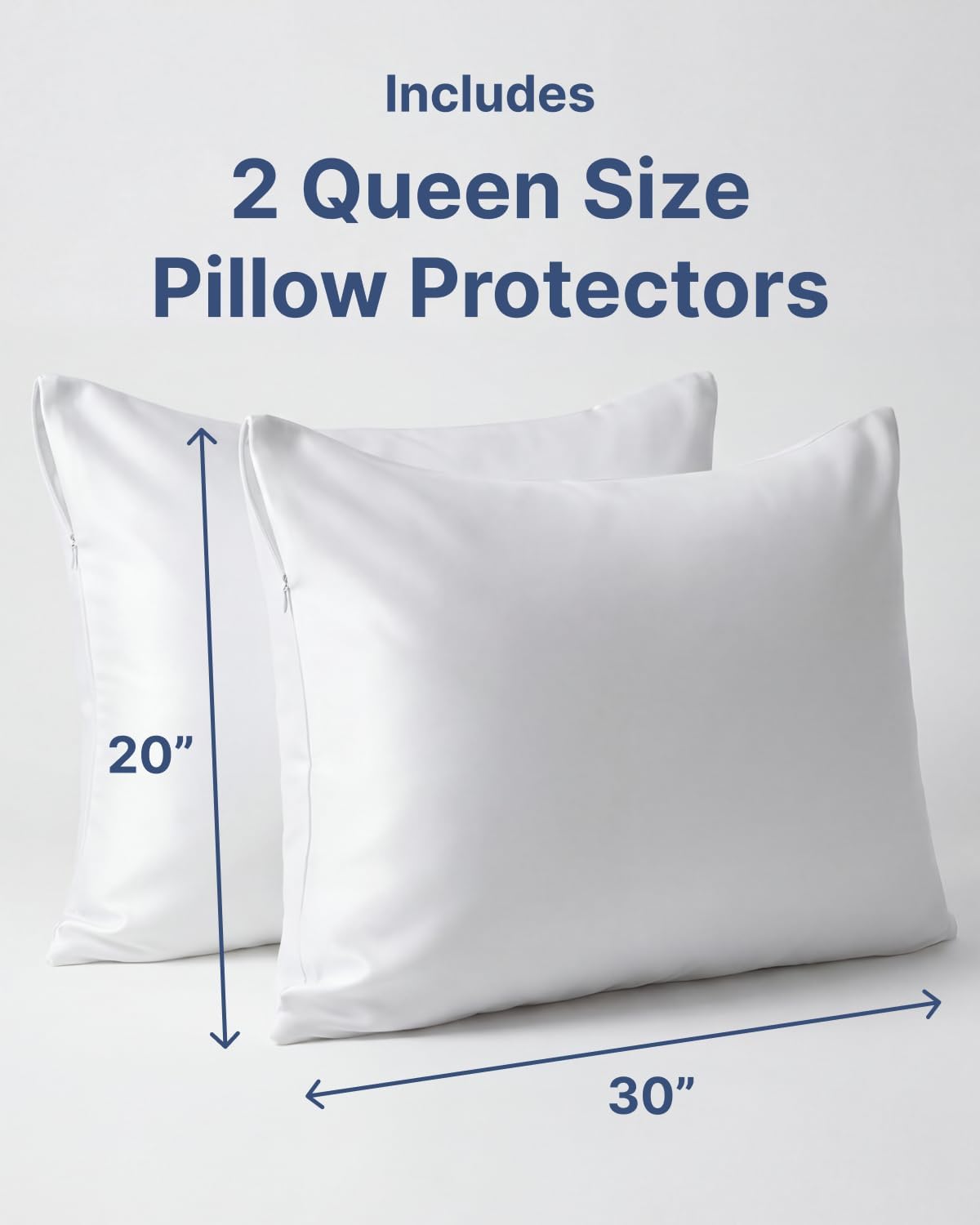 Set of 2 Pillow Protectors with Zipper - Queen Size - Bed Bug and Dust Mite Proof Pillow Covers - Noiseless, Moisture Wicking &…