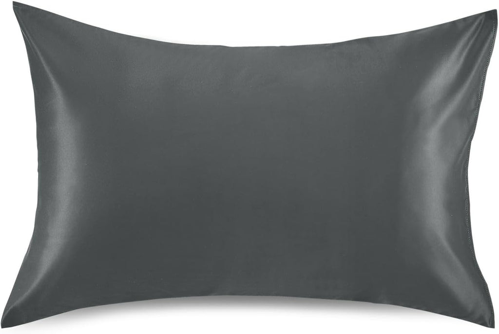 Gray Color Pillow Covers Silk Pillowcase for Hair and Skin Soft Breathable Cooling Satin Pillowcase Standard Size Pillow Case for Hot…