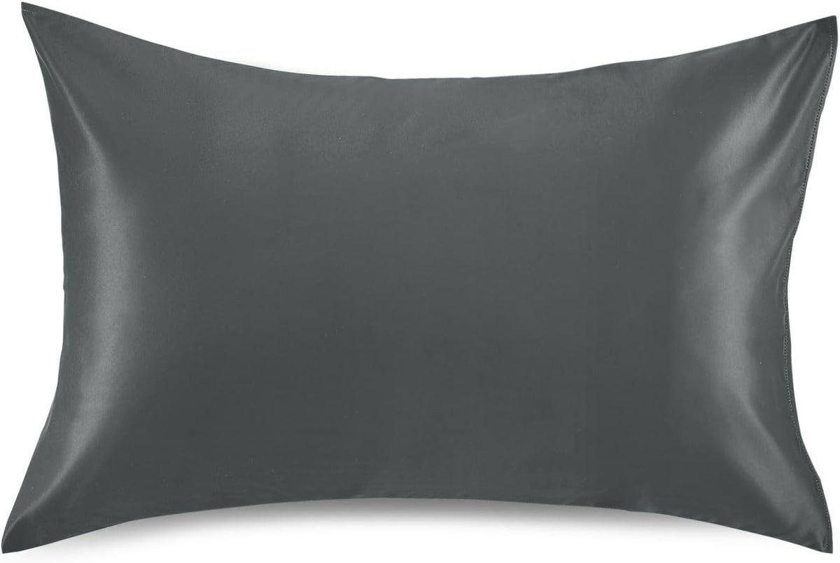Gray Color Pillow Covers Silk Pillowcase for Hair and Skin Soft Smooth Cooling Satin Pillowcase Queen Size Pillow Case for Hot Sleepers…