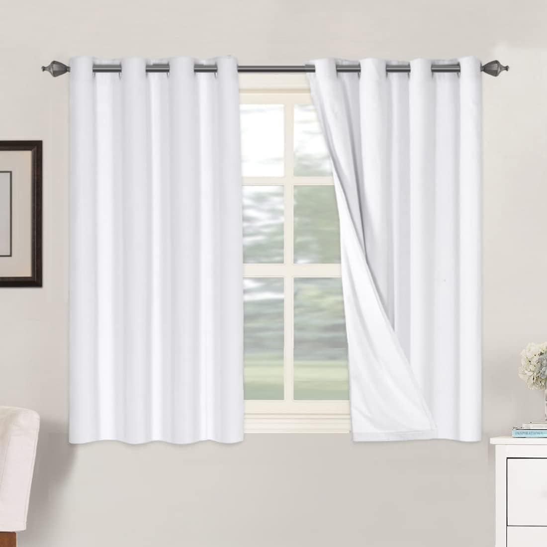 H.VERSAILTEX 100% Blackout Curtains for Bedroom Thermal Insulated Linen Textured Curtains Heat and Full Light Blocking Drapes Living Room…