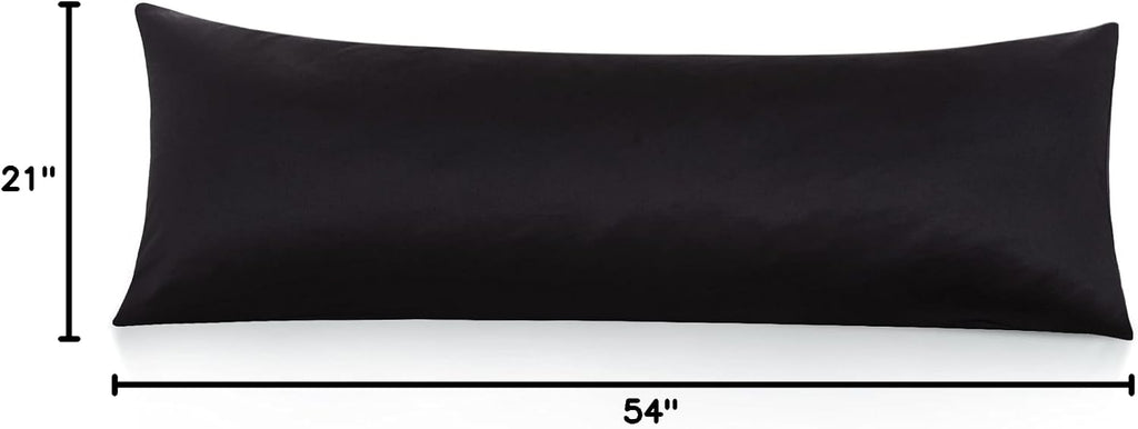 Leeden Body Pillow Cover, 100% Cotton, 800 Thread Count, Soft Breathable Long Pillow Case, Envelope Closure (Black, 21"x 54") Cotton Black
