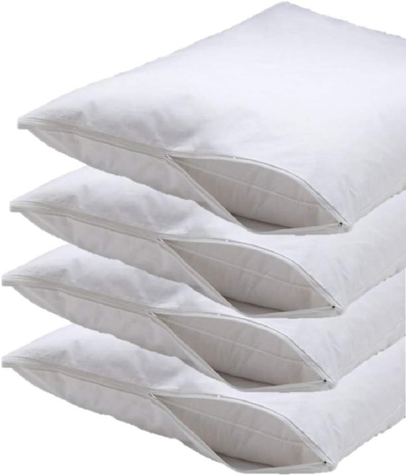 4 Pack Deluxe Zippered Vinyl Pillow Covers - Waterproof Protectors for Longer Lasting Pillows. Standard Size 20"x29". Ideal for Home…