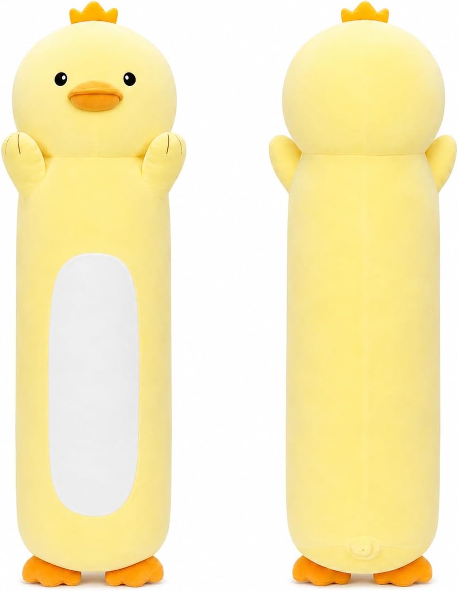 Tianmihou 36 Inch Giant Duck Plush Long Body Pillow, Yellow Duck Stuffed Animal Soft Pillow, Cute Squishy Cuddle Toy Gift for Kids Girls…