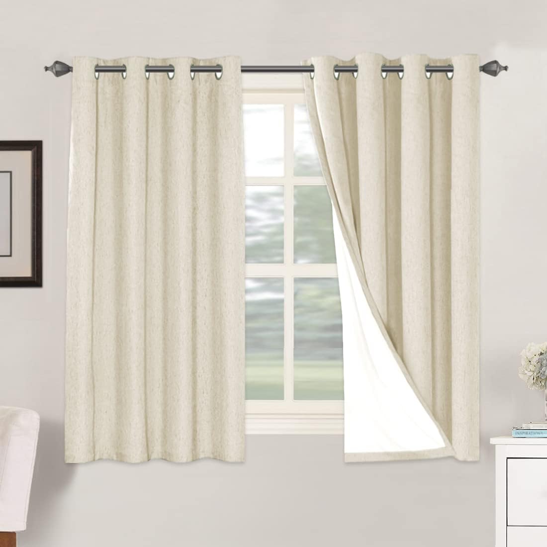 H.VERSAILTEX 100% Blackout Curtains for Bedroom Thermal Insulated Linen Textured Curtains Heat and Full Light Blocking Drapes Living Room…