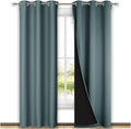 Nicetown Greyish Blue Blackout Curtains 80 inches Long, Full Light Blocking Drapes with Black Liner for Nursery, Thermal Insulated Draperie…