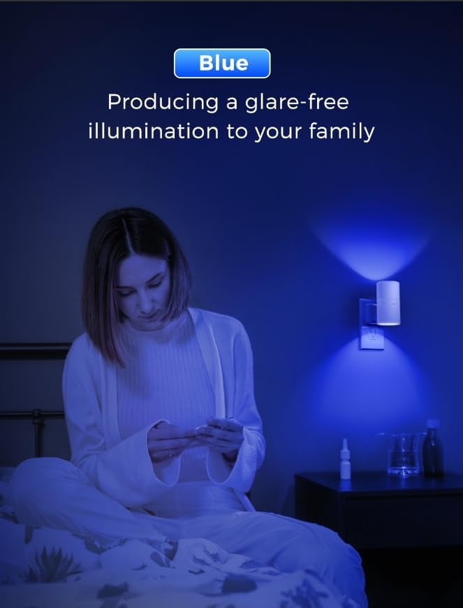 L LOHAS LED Night Light, Blue Night Lights Plug into Wall, Light Sensor, Dimmable Night Light, Calm Blue Nightlights for Home Decor…