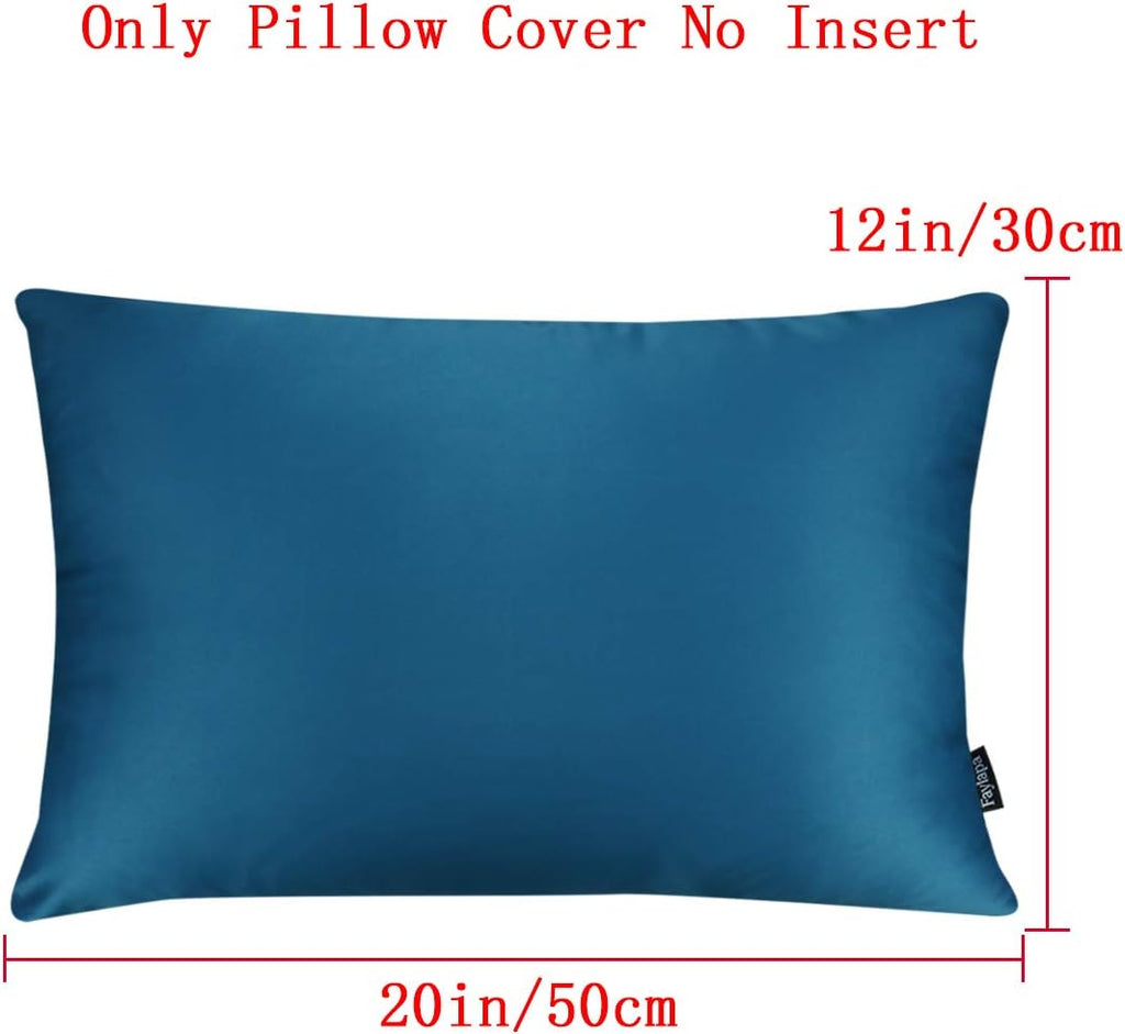 Faylapa 4 Pack Silky Satin Throw Pillow Cases Heavy Silk Satin Decorative Pillow Covers Solid Dyed Soft Pillow Cover Home Decor(Peacock…