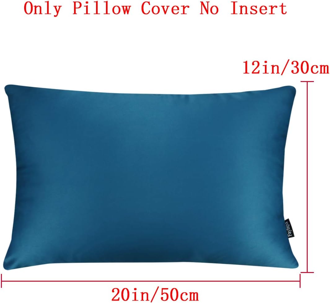 Faylapa 4 Pack Silky Satin Throw Pillow Cases Heavy Silk Satin Decorative Pillow Covers Solid Dyed Soft Pillow Cover Home Decor(Peacock…