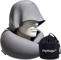 FlyHugz® 2.0 Hooded Travel Pillow – 2026 Original Release – Memory Foam Neck Pillow with Adjustable Hood & Premium Elastic Washable Cover…