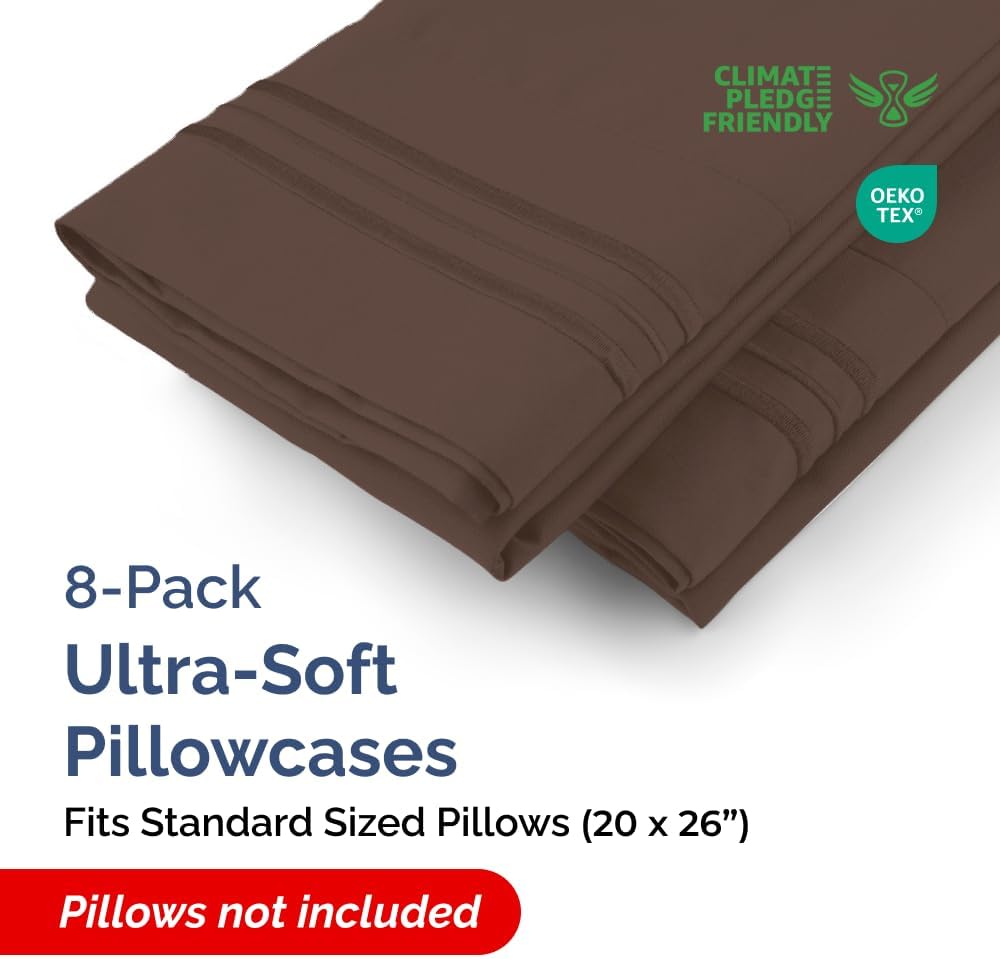 Standard Pillow Cases Set of 8 - Ultra Soft Hotel Quality Pillowcase Covers - Comfy, Cozy & Wrinkle Free - Shrink, Stain and Fade…