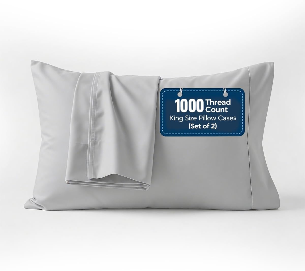 1000 TC Pillowcases Set of 2 100% Egyptian Cotton Pillow Cases with Long Staple Cotton & Sateen Weave, Silky Soft Hotel Like Bed Pillow…