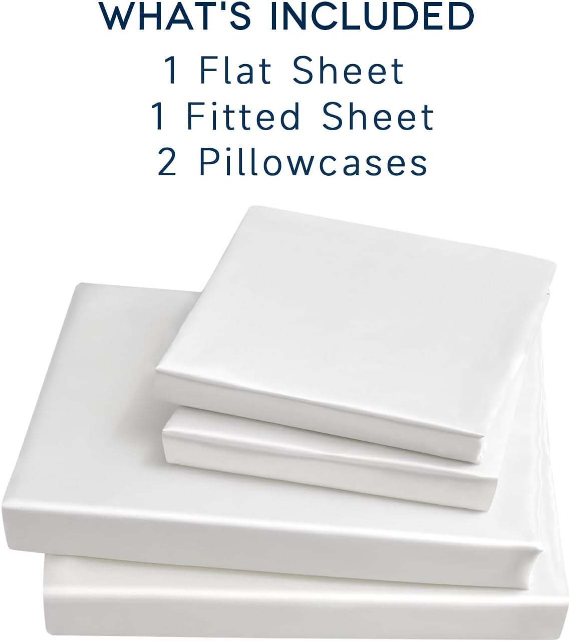 Golal Satin Sheets California King Size - 4 Pieces Luxury Silky Soft Bed Sheets, Wrinkle-Free White Satin Silk Sheet Set with 1 Deep Pocket…