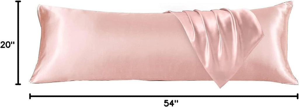 Huxmeyson Body Pillow with Satin Pillowcase, Body Pillow for Adults, Removable Cover, Pink (20"x54") Pink