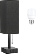 Aooshine Black Small Table Lamp for Bedroom - 3 Color Temperature 3000K 5000K 4000K Bedside Lamp, Pull Chain Control, USB A and C Charging…
