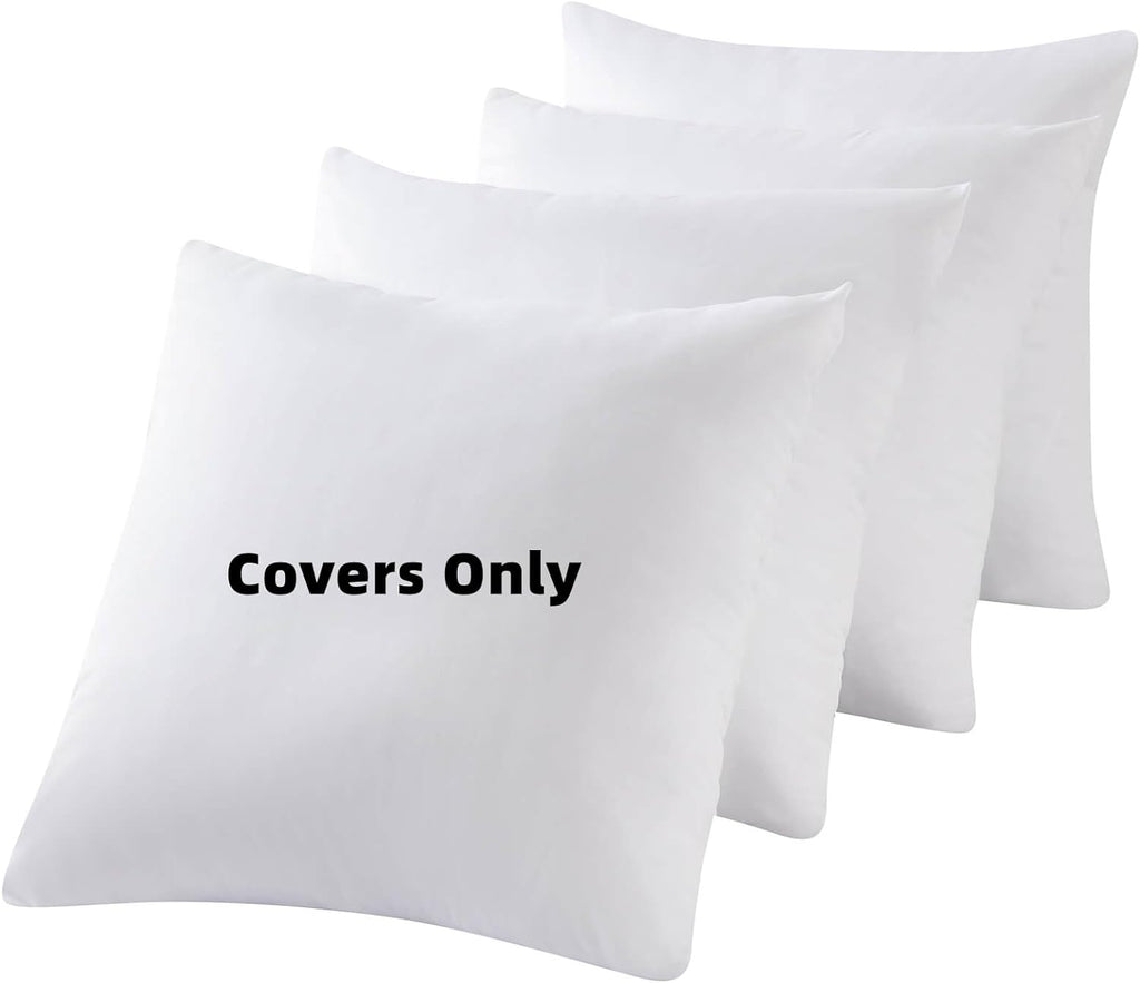 Kingnex Covers Only 4 Pack Waterproof Down Feather Proof Euro Pillow Protectors with Zipper 26x26 European Square Throw Pillow Covers 4 Pac…