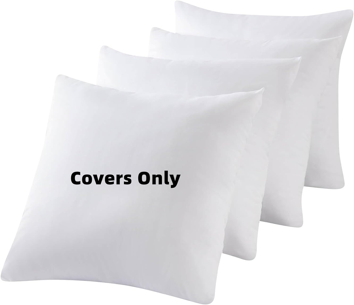 Kingnex Covers Only 4 Pack Waterproof Down Feather Proof Euro Pillow Protectors with Zipper 26x26 European Square Throw Pillow Covers 4 Pac…