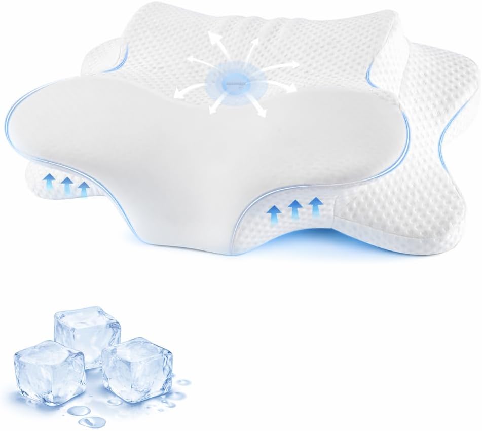 Funccube Cervical Neck Pillow - Memory Foam Pillow for Sleeping, Ergonomic Neck Support Contour Pillows for Side Back Stomach Sleepers, Orth…