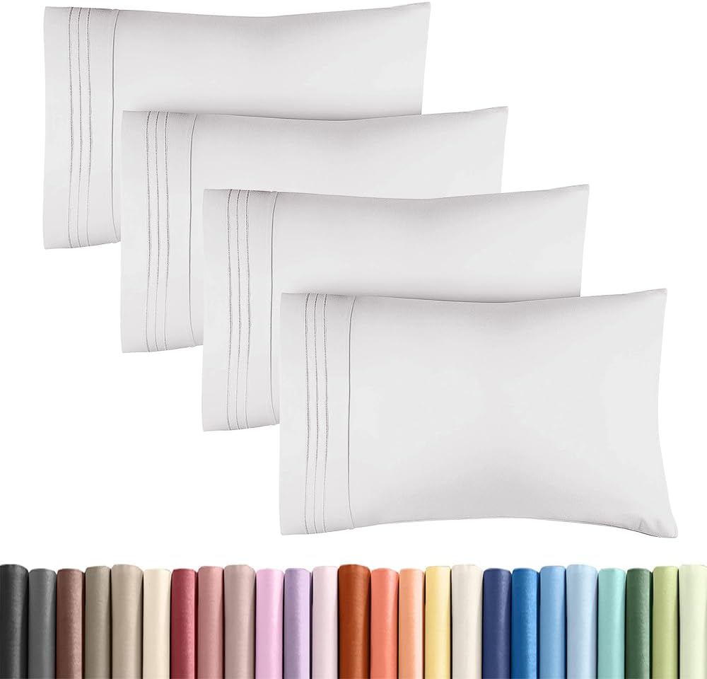 King Standard Pillow Cases Set of 4 - Soft Hotel Quality Pillowcase Covers - Comfy Bedding for Women, Men, Kids & Teens - Machine…