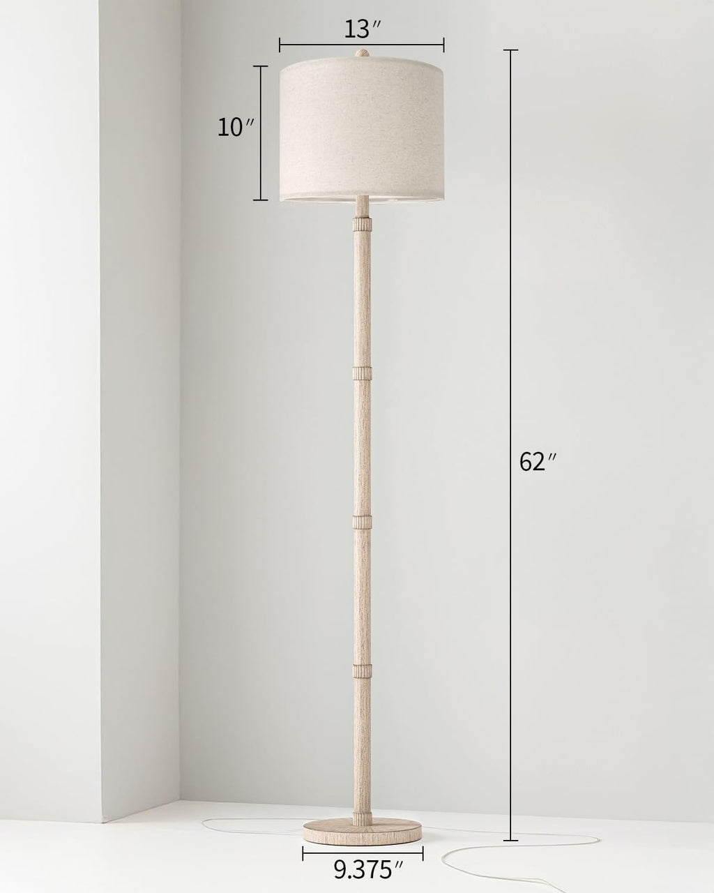 BOBOMOMO Retro Farmhouse Floor Lamp Rotary Switch, 62" Resin Vintage Floor Lamp, Rustic Tall Floor Lamps for Living Room, Corner…