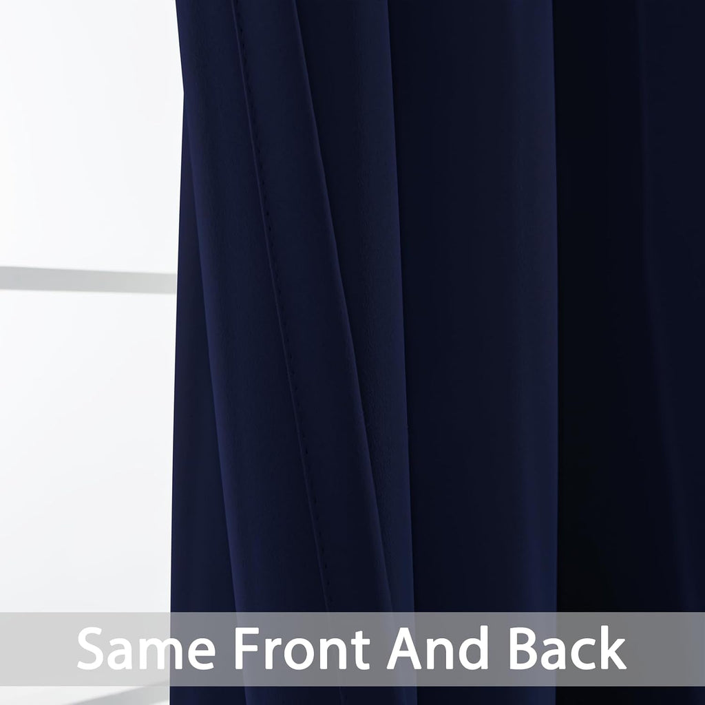 Yakamok Blackout Curtains Room Darkening Thermal Insulated Window Panels, Solid Grommet Top Drapes for Bedroom/Living Room(70Wx84L, Navy…