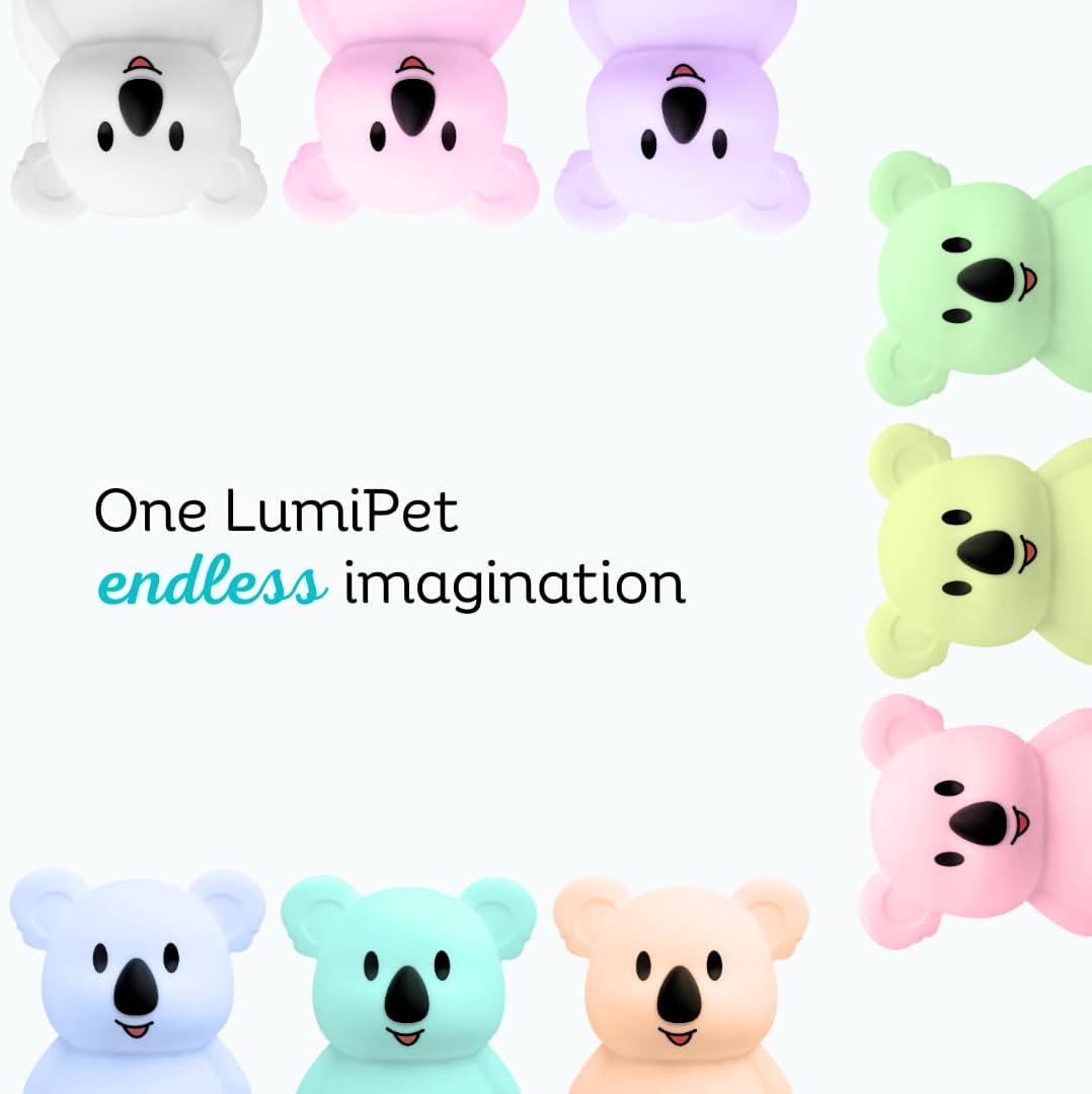 LumiPets Keith the Koala Squishy Night Light for Kids | Silicone Lamp with Tap & Remote Control | Rechargeable, 9 Color Changing Animal…