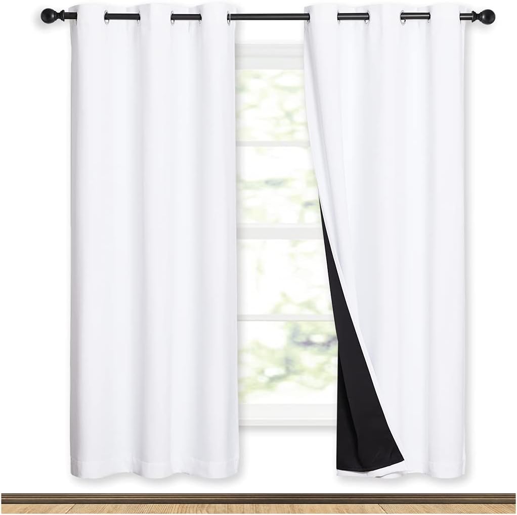 Nicetown 100% Blackout Window Curtain Panels, Full Light Blocking Drapes with Black Liner for Nursery, 72-inch Drop Thermal Insulated Drape…
