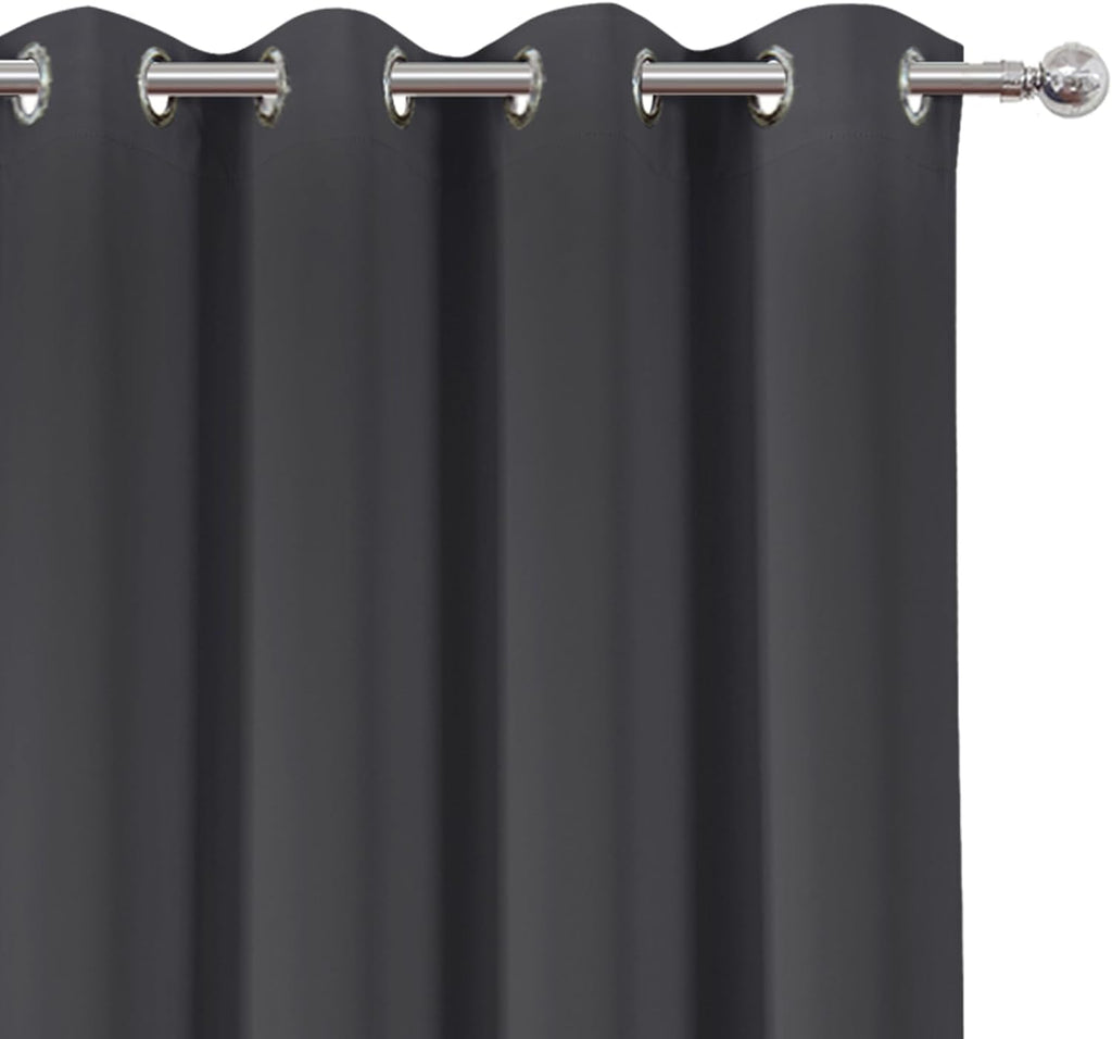 Lemomo Dark Grey Thermal Blackout Curtains/52 x 54 Inch/Set of 2 Panels Room Darkening Curtains for Bedroom 54 Inch Grey