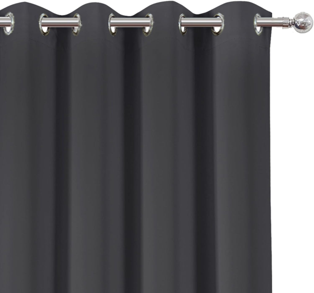 Lemomo Dark Grey Blackout Curtains 66 x 63 Inch Length/Set of 2 Curtain Panels/Thermal Insulated Room Darkening Blackout Curtains for Bedro…