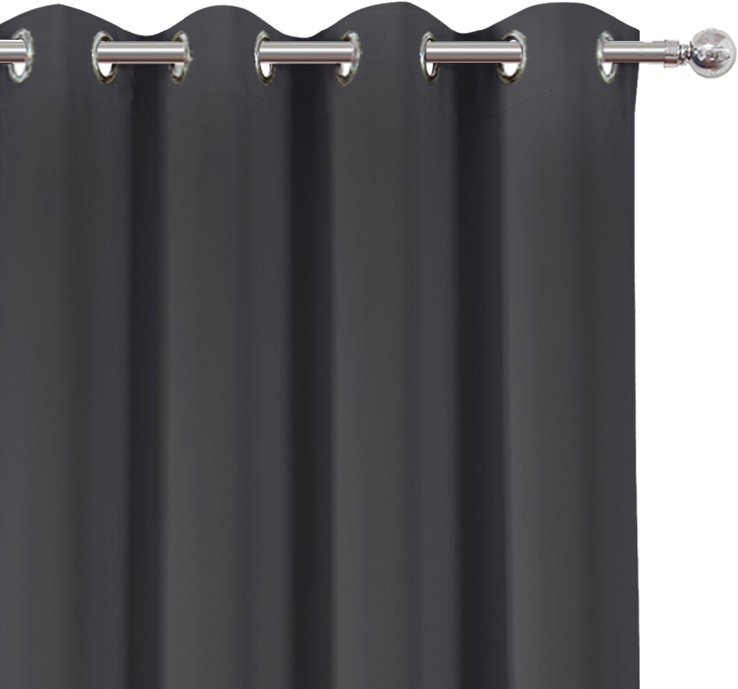 Lemomo Dark Grey Thermal Blackout Curtains/52 x 45 Inch/Set of 2 Panels Room Darkening Curtains 45 Inch Grey