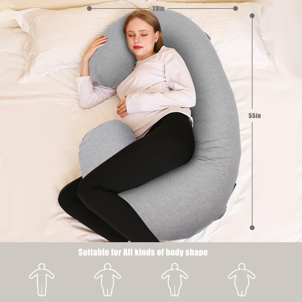 Chilling Home Pregnancy Pillow, C Shaped Full Body Pillow Maternity Pillow for Women 55 inch, Pregnancy Pillows for Sleeping Pregnant…