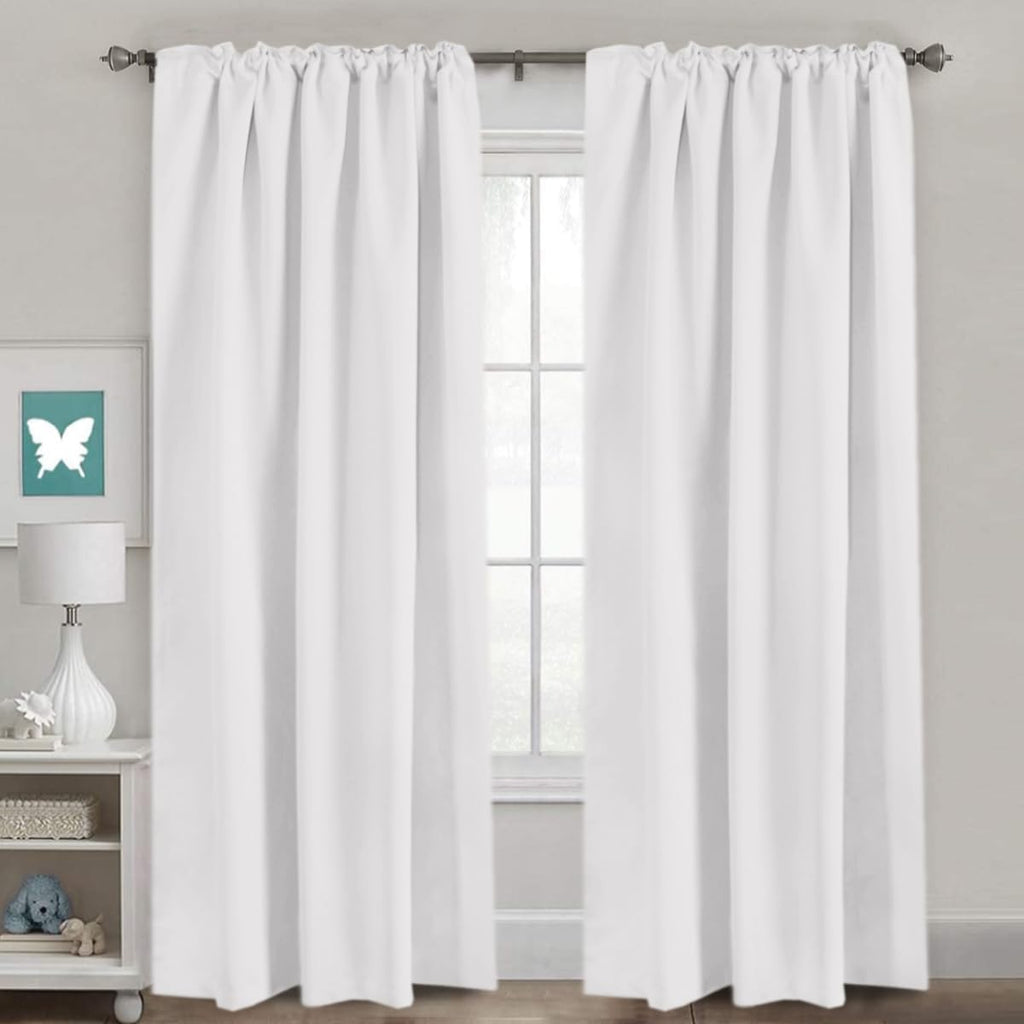 H.VERSAILTEX White Curtains Thermal Insulated Window Treatment Panels Room Darkening Privacy Assured Drapes for Living Room Bac…