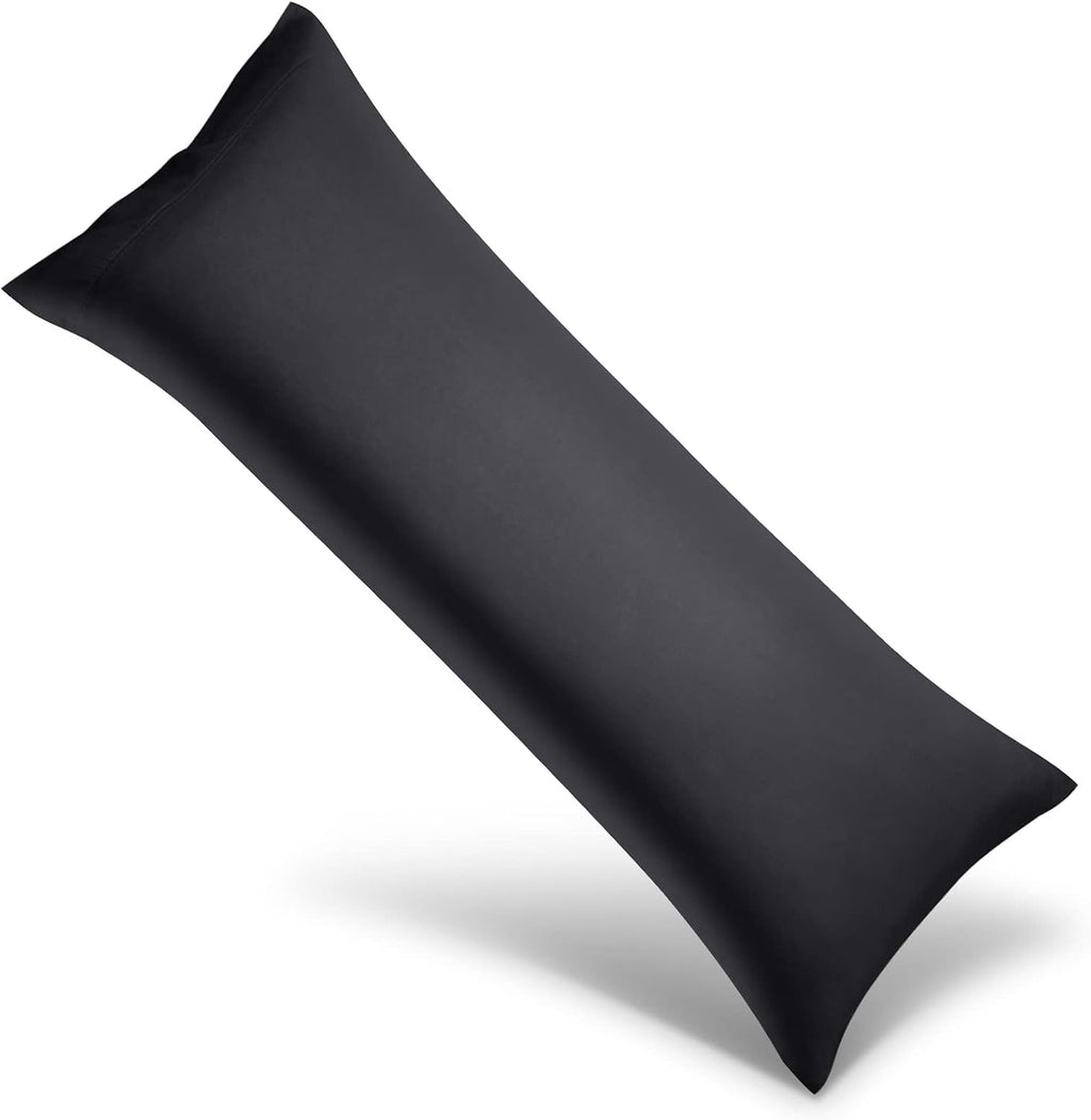 WishSmile Body Cooling Pillowcase Long Pillow Case Breathable Cool Silky Soft Rayon Derived from Bamboo Fabric, Hair and Skin Friendly, Black…