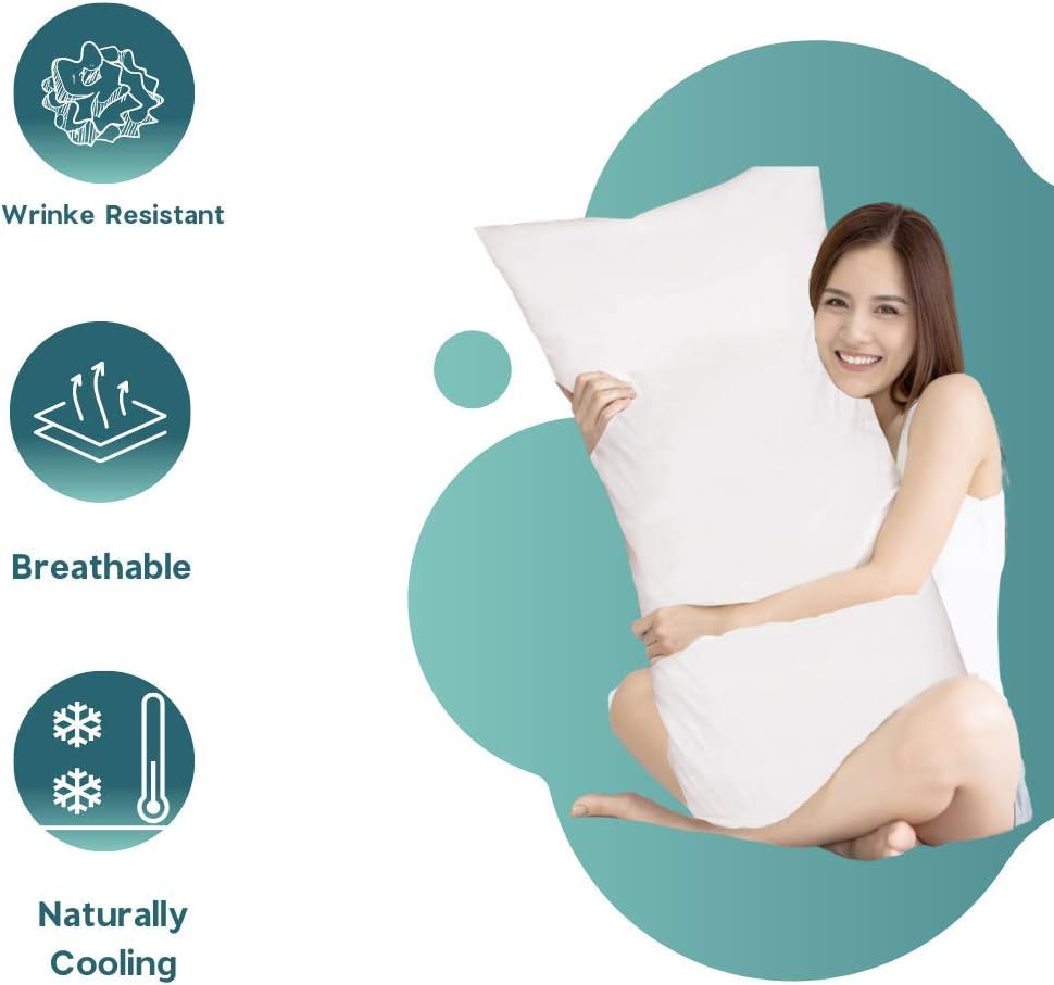 Micropuff Body Size (20 X 55) Pillow Protectors with Zipper - 2 Pack - Soft and Breathable Hypoallergenic Pillow Cover. Pillowcase…