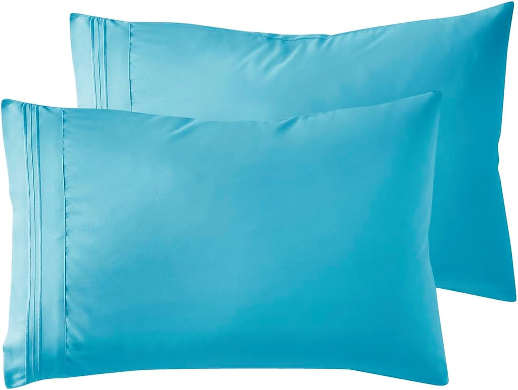 Nestl Beach Blue King Pillowcase Set of 2, 20x40 Inches, Soft Microfiber cotton Blue