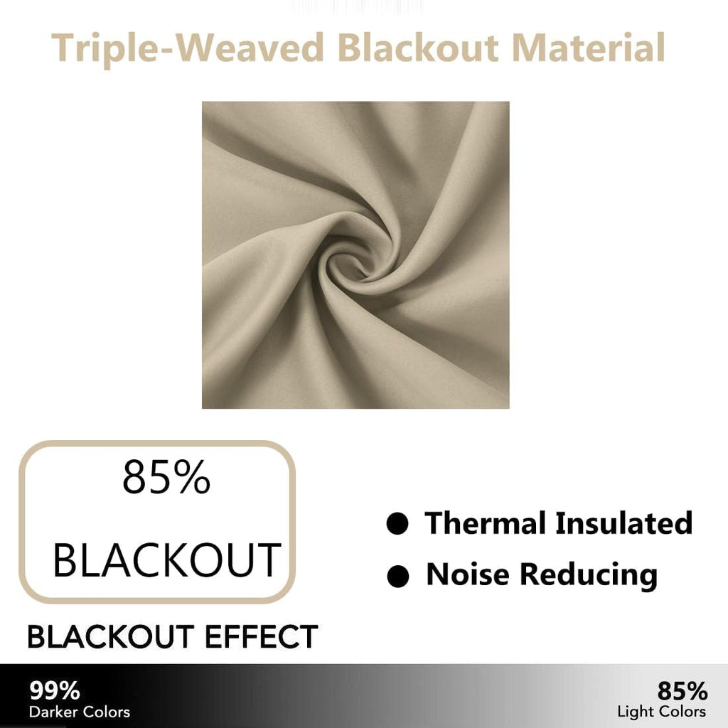 Lemomo Beige Thermal Blackout Curtains/42 x 63 Inch/Set of 2 Panels Room Darkening Curtains for Bedroom 63 Inch silver