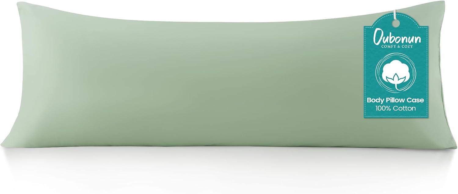 Oubonun 100% Cotton Body Pillowcase - 800 Thread Count/21x54, Moisture Absorbent and Breathable, Hotel Body Pillow Cover for All Seasons, S…