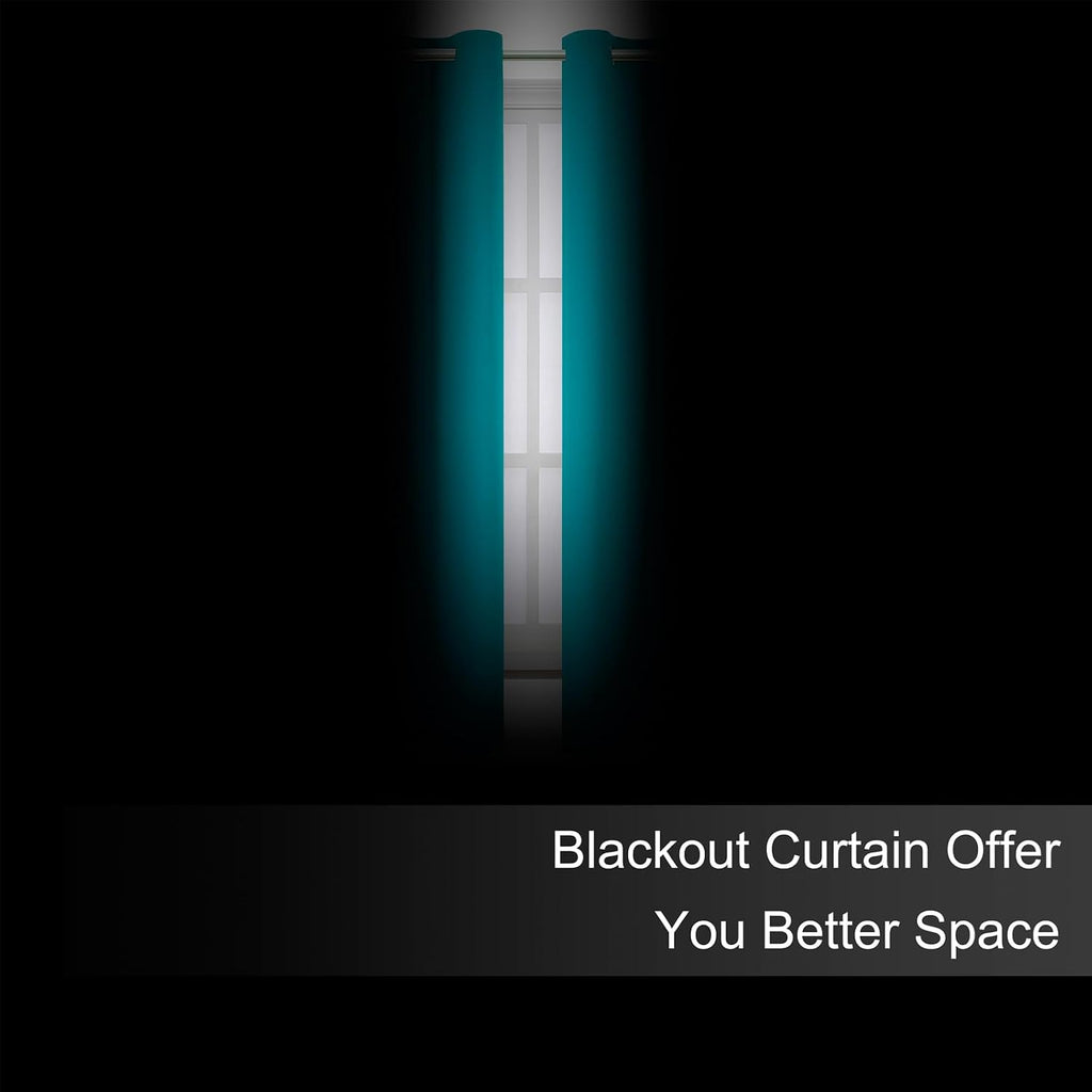 Lemomo Blackout Curtains 66 x 72 Inch Long Teal Curtains Set of 2 Panels Room Darkening Curtains for Bedroom and Living Room 72 Inch silver