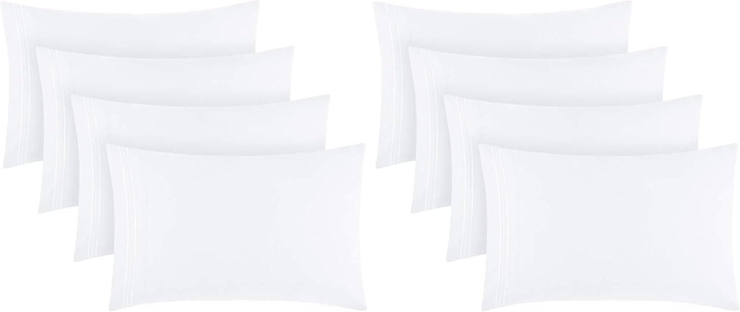 Mellanni Pillow Cases Set - 4 PC Iconic Collection Pillowcases - Hotel Luxury, Extra Soft, Cooling Pillow Covers - Wrinkle, Fade, Stain Res…