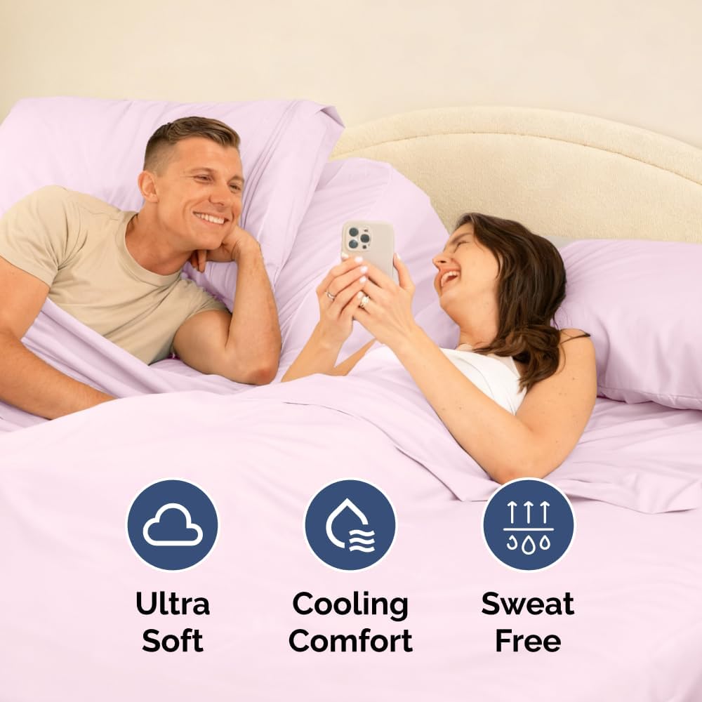 Flex Top Split Head King 4 Piece Sheet Set - Ultra-Soft, Breathable & Cooling Bed Sheets Set - Hotel Luxury Bedding for Women & Men with…