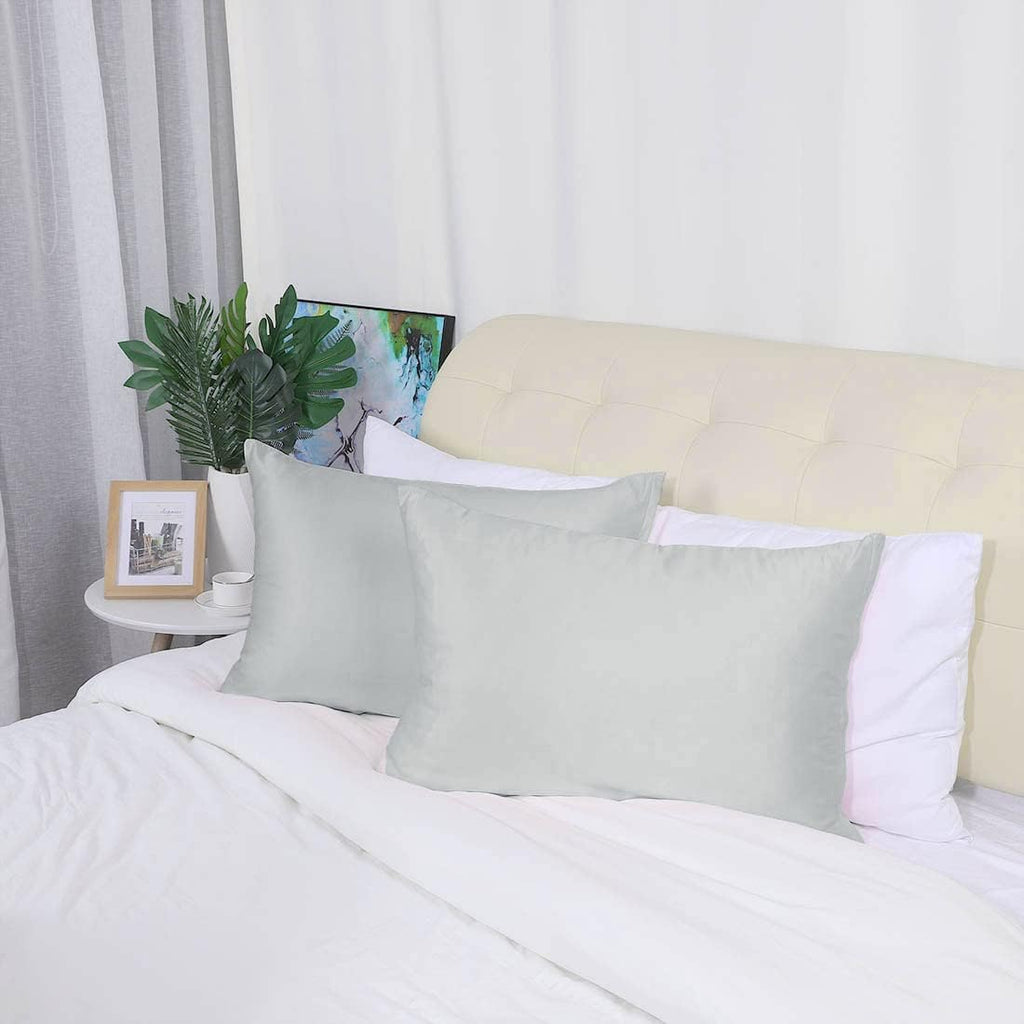 uxcell Standard Satin Pillowcase with Zipper, Super Soft and Luxury, Silky Pillow Cases Covers Set of 2, 21"x27", Silver