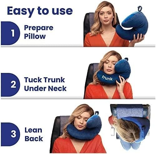 J-Pillow Travel Pillow + Carry Bag, (No Scarf) - Chin & Neck Support in Any Sitting Position, Travel Pillow for Aeroplane - (Blue) Blue
