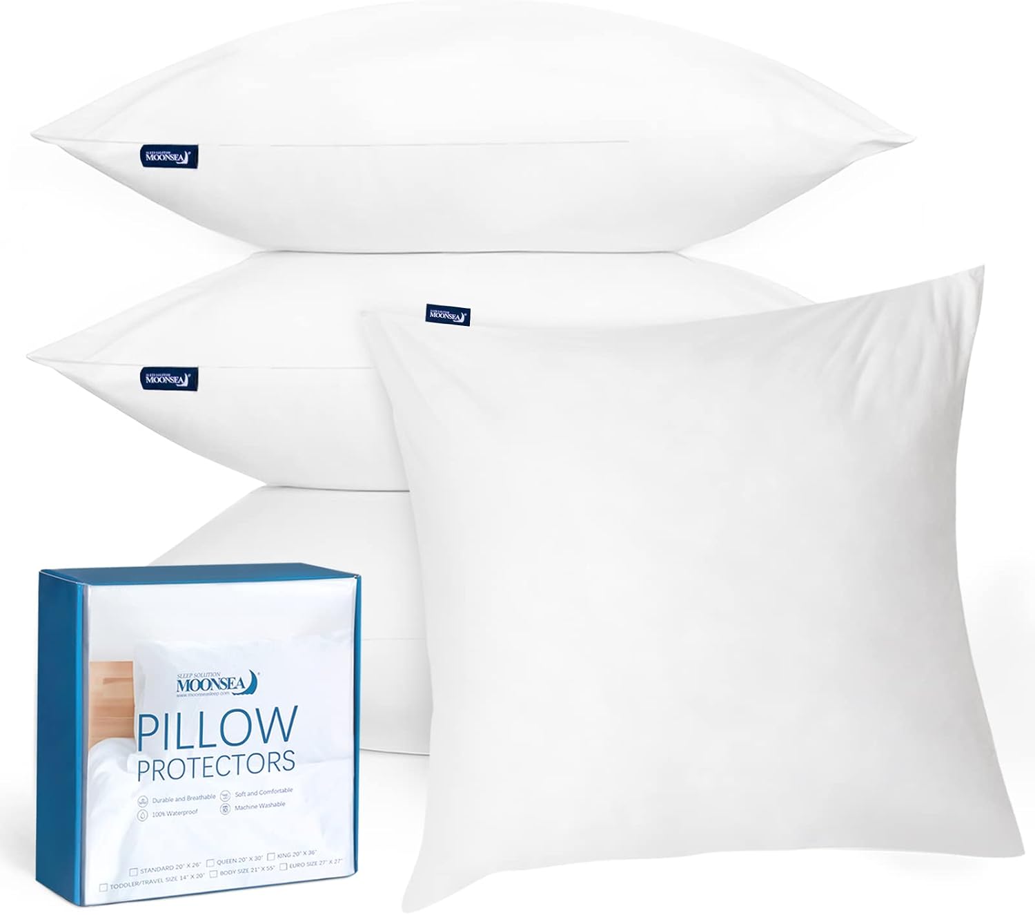 Moonsea 20x20 Pillow Cover Waterproof Throw Pillow Protectors with Zipper 20x20 Inches, Outdoor Bed Couch Decorative Pillow Encasement Cove…