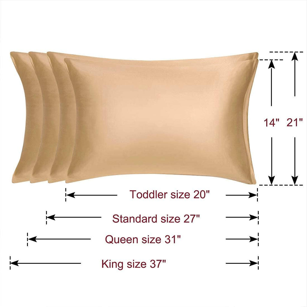 uxcell Standard Satin Pillowcase with Zipper, Super Soft and Luxury, Silky Pillow Cases Covers Set of 2, 21"x27", Gold