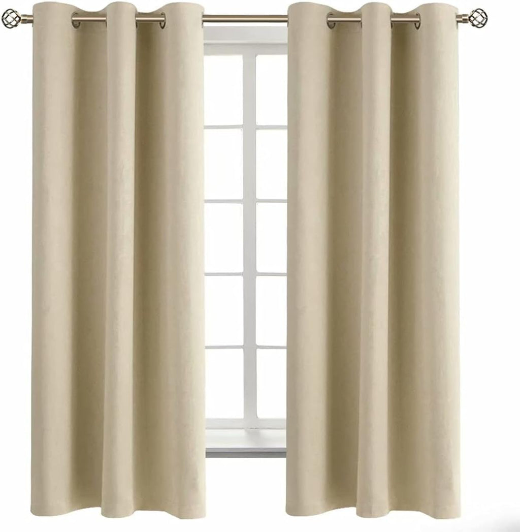 BGment Beige Room Darkening Curtains 63 Inches Long 2 Panels Set, Sunlight Blocking Thermal Insulated Grommet Window Treatment Drapes for B…