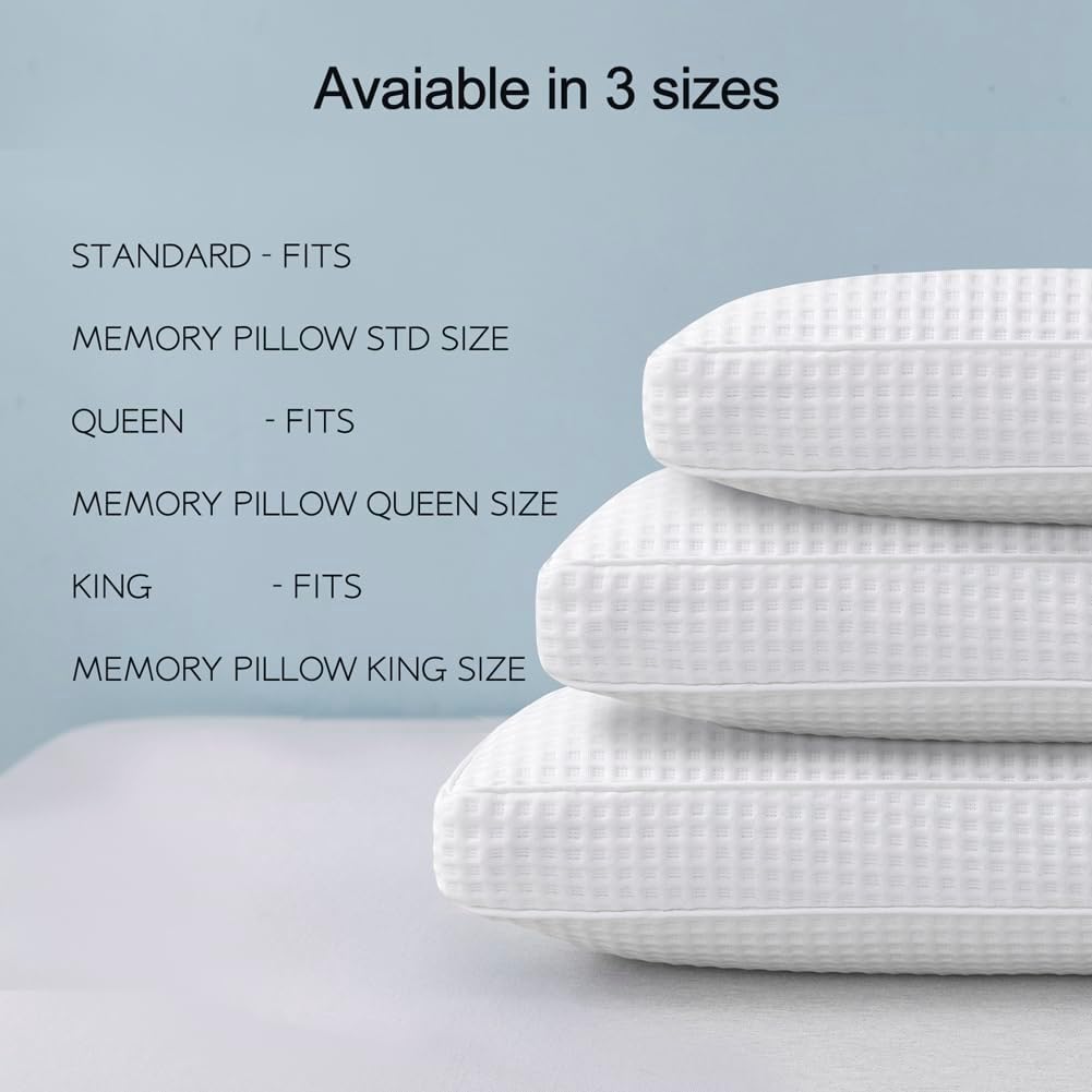 STONECREST Cooling Gusseted Pillow Protector for Memory Foam Pillow- 1 PC, Zipper Premium Gusset Pillow Encasement Covers(White, Queen)