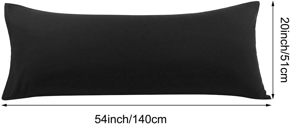 PiccoCasa Body Pillow Cover with Zipper Closure, Brushed Microfiber, Black (20"x54")