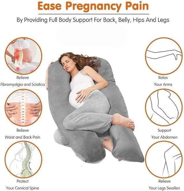 Sasttie Pregnancy Pillows for Sleeping, U Shaped Cooling Full Body Pillow with Removable Cover, Pregnant Women Must Haves, Maternity Essent…