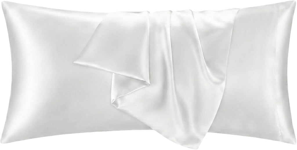 QJFabricCO Q&J Fabric Co. 1 Pack Satin Pillowcase Silk Like Pillowcase 20x54 inch White Cooling Pillowcase with Envelope Closure for Hair a…