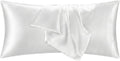 QJFabricCO Q&J Fabric Co. 1 Pack Satin Pillowcase Silk Like Pillowcase 20x54 inch White Cooling Pillowcase with Envelope Closure for Hair a…